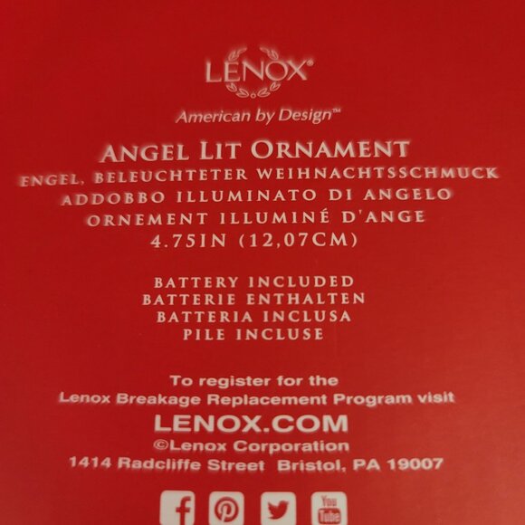 Lenox Angel Lit Ornament 4.75"  Color Changing LED  Glass Angel Figurine VL1013 - Picture 6 of 7